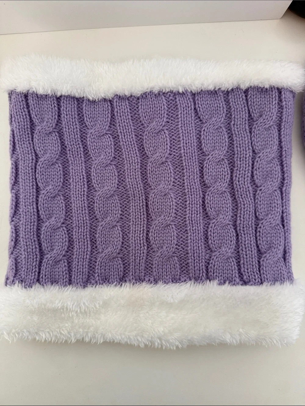 Kids Lavender Knit Hat, Gloves & Scarf Set